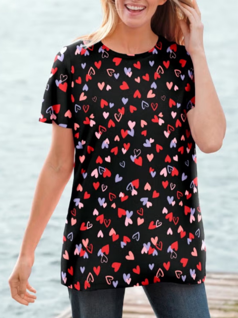 Woman Within heart design short sleeve tee shirt 1X 22 24